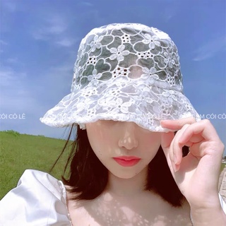 Nón mềm rũ ren hoa phong cách Hàn Quốc-Tiệm Cói Cô Lê