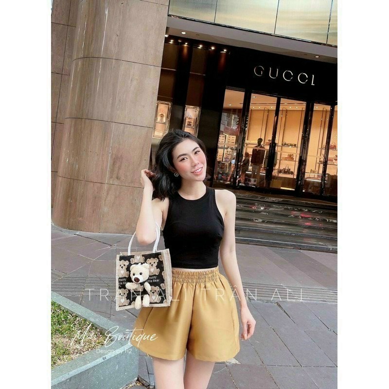 Quần sooc nữ tatac mền đẹp quần đùi phồng short 2 túi cạp chun nhiều màu-Minxy shop