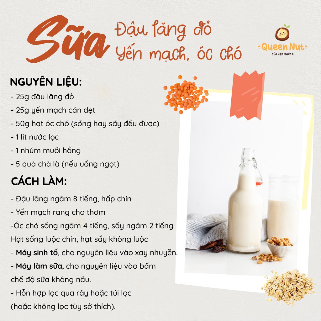 Đậu Lăng Đỏ Non-GMO 500G làm sữa hạt, nấu cháo, đồ ăn dặm - Tặng sổ tay công thức sữa hạt