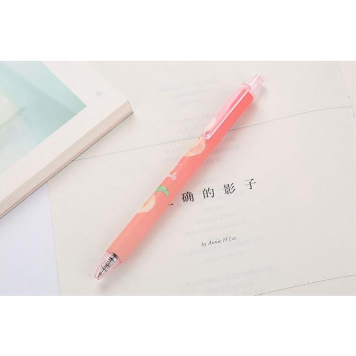 Bút Gel Bấm Quả Đào Mực Đen 0,5mm Dễ Thương H164