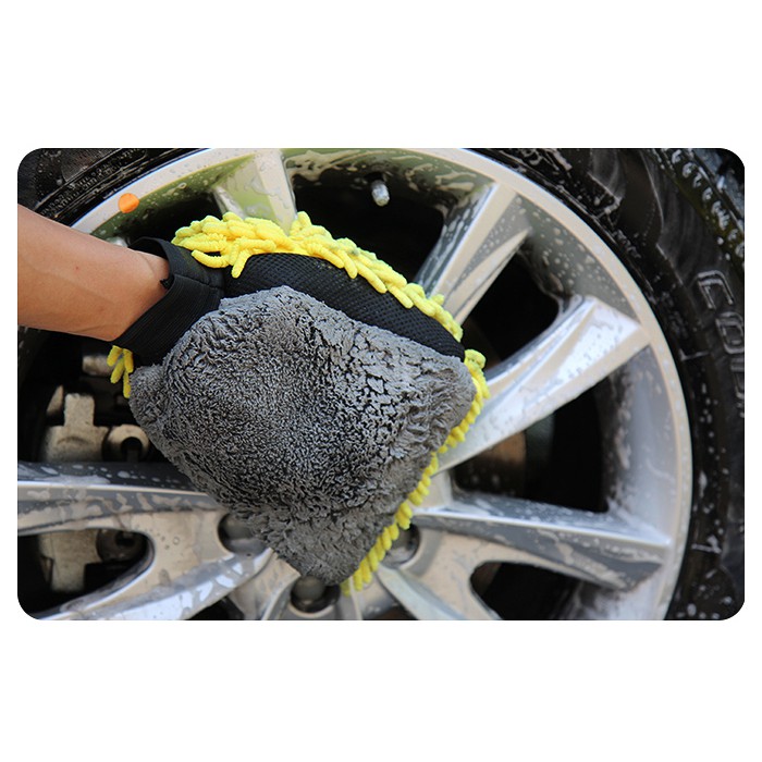 Găng tay rửa xe Waterproof Microfiber Car Wash Mitt (4IO vàng xám)