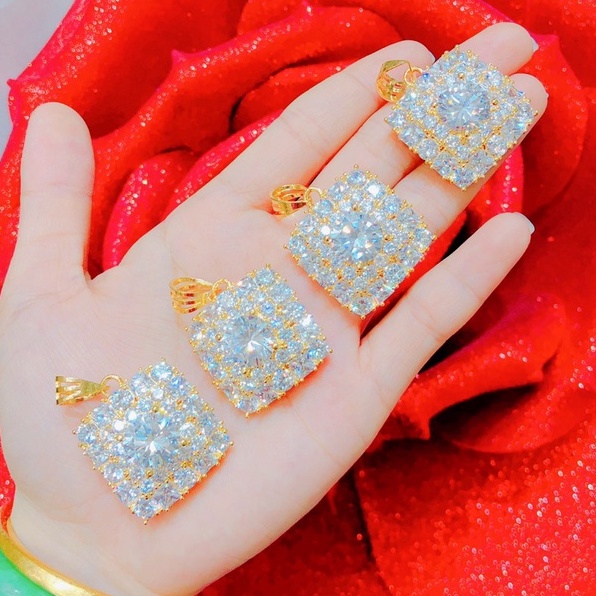 Mặt Dây Chuyền Hình Vuông Vàng Đính Nhiều Đá Cực Sang - HM13347 Kết Hợp Dây Đa Dạng Tự Chọn