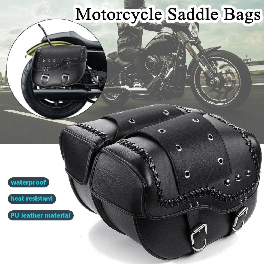 Bộ 2 túi da PU treo bên hông yên xe mô tô chống thấm nước cho Harley Sportster XL883 XL1200