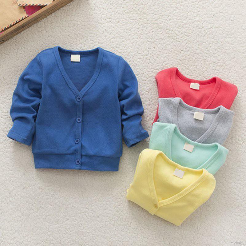 Áo khoác cardigan cổ chữ V xinh xắn cho bé