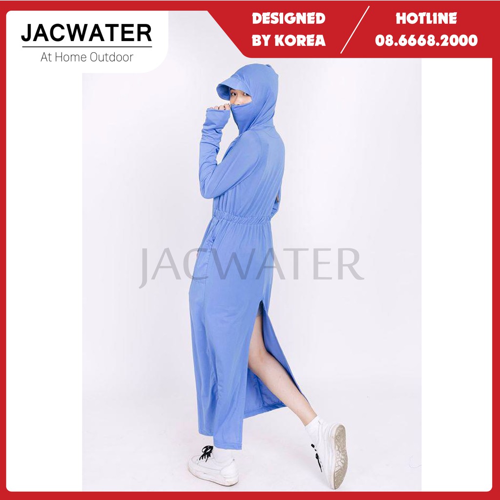 Áo khoác chống nắng nữ toàn thân dáng dài, choàng cản tia uv vải thông hơi JACWATER V115