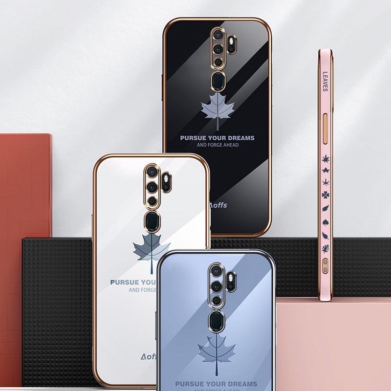 Ốp điện thoại Koosuk silicone mềm mạ láng bóng họa tiết lá phong cho OPPO A5 A9 2020 F11 Pro