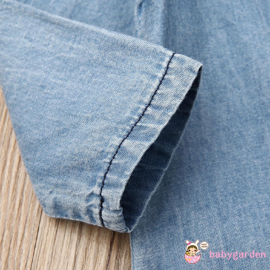 Bộ áo liền quần dài tay vải denim thời trang xinh xắn dành cho bé trai