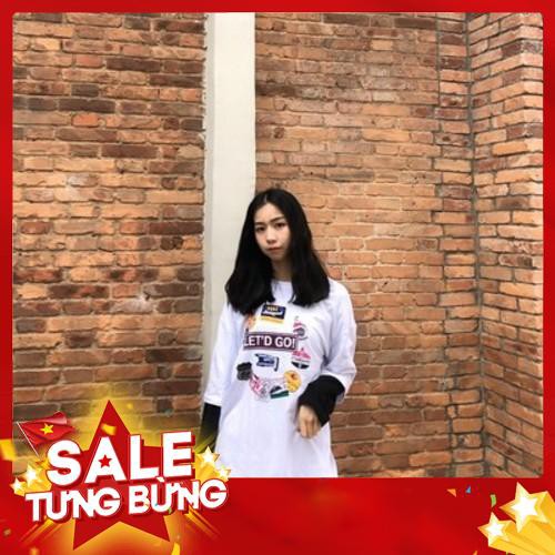 áo thun tay lỡ ulzzang áo phông tay lửng trắng đen xanh form rộng dài kiểu dáng hàn quốc -Hàng nhập khẩu