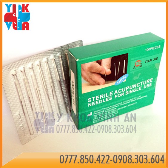Kim Châm Cứu Tianxie Cán Bạc Loại 1 Acupunture Needle Hộp 100 Kim