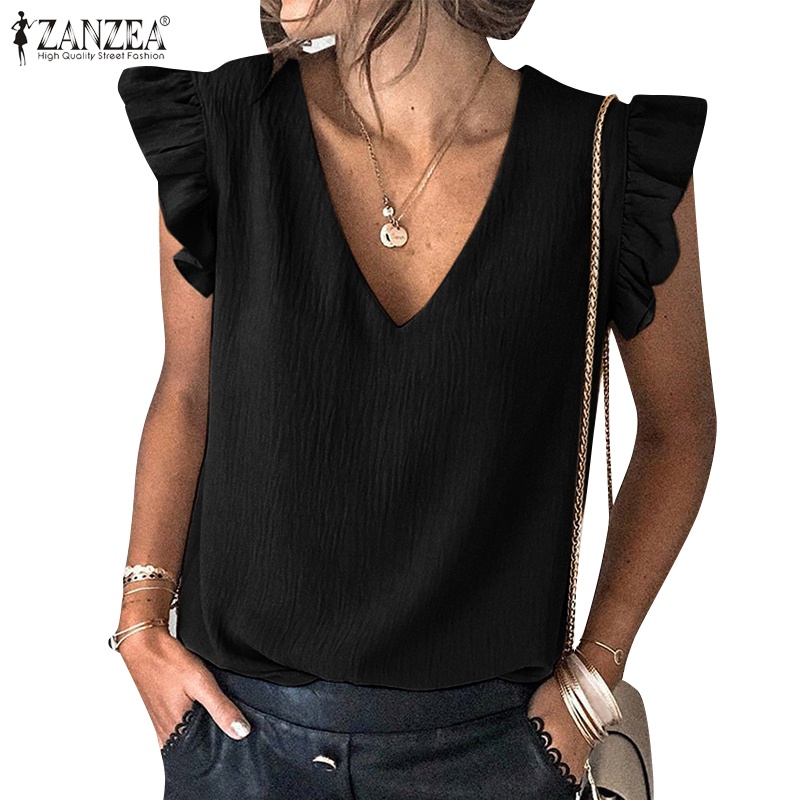 Zanzea Áo Nữ Tay Dài Cổ Chữ V Phong Cách Châu Âu Thời Trang