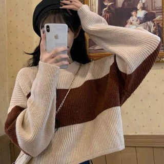 Áo Sweater Nữ Tay Dài Kẻ Sọc Ngang Thời Trang Hàn Quốc 2021