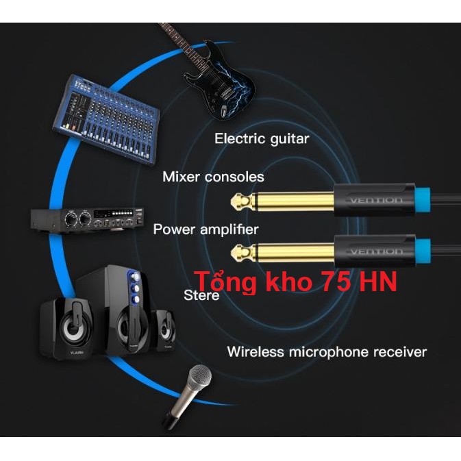 Cáp chuyển đổi âm thanh 6.5mm Mono 2 đầu đực Vention