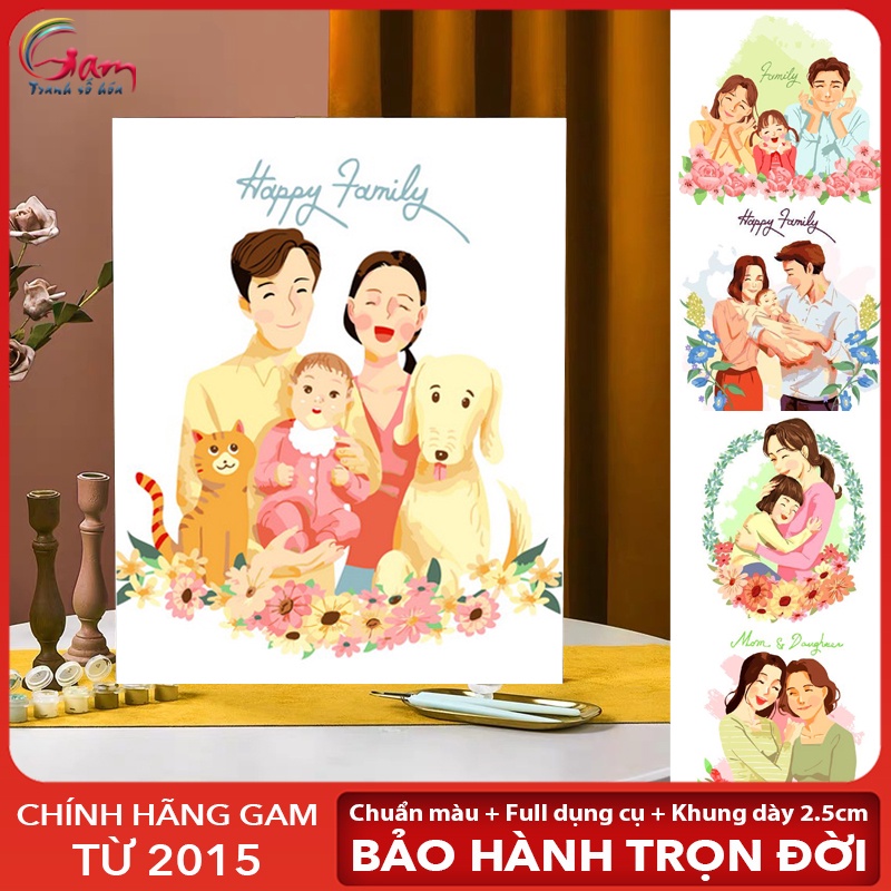 [Mã LIFE20KALL giảm 10% đơn 50K] Tranh tô màu theo số Gam Bộ tranh gia đình hạnh phúc đơn giản dễ vẽ