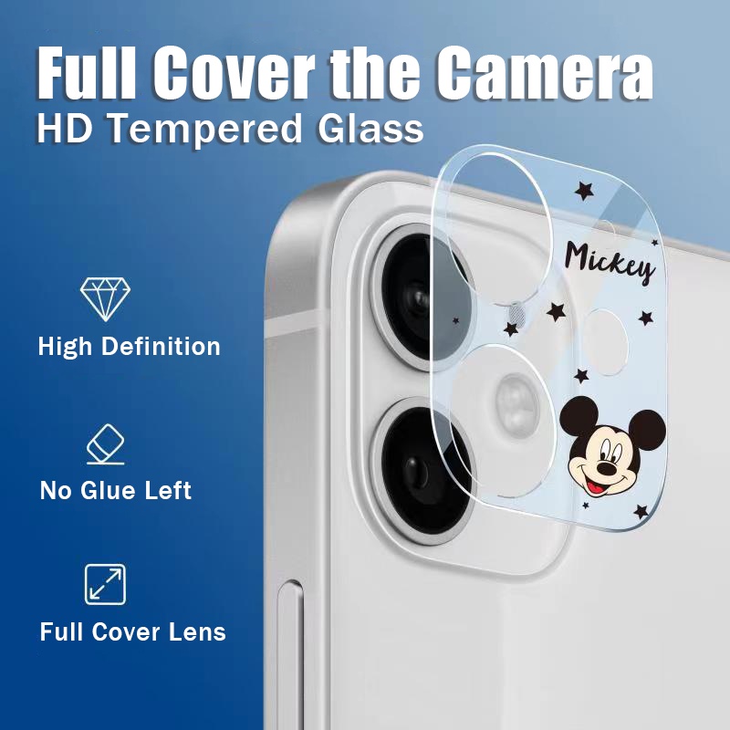 Kính Cường Lực HD Bảo Vệ Camera Họa Tiết Hoạt Hình Dễ Thương Cho iPhone 14 13 12 Pro Max Mini 11 Pro Max
