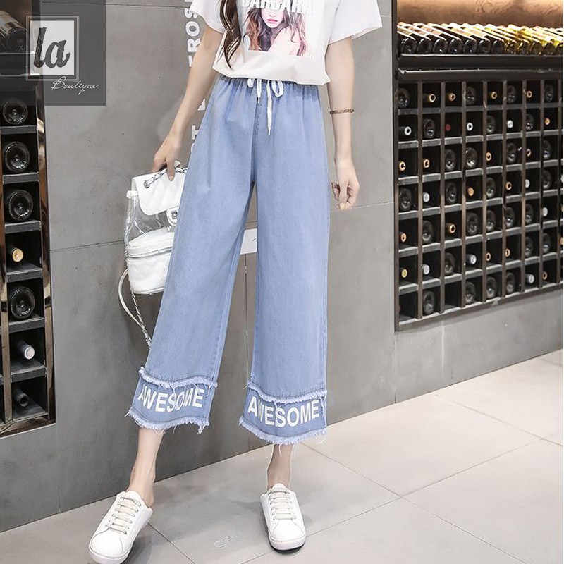 (ORDER) Quần culottes jeans lưng thun bigsize 45kg - 90kg