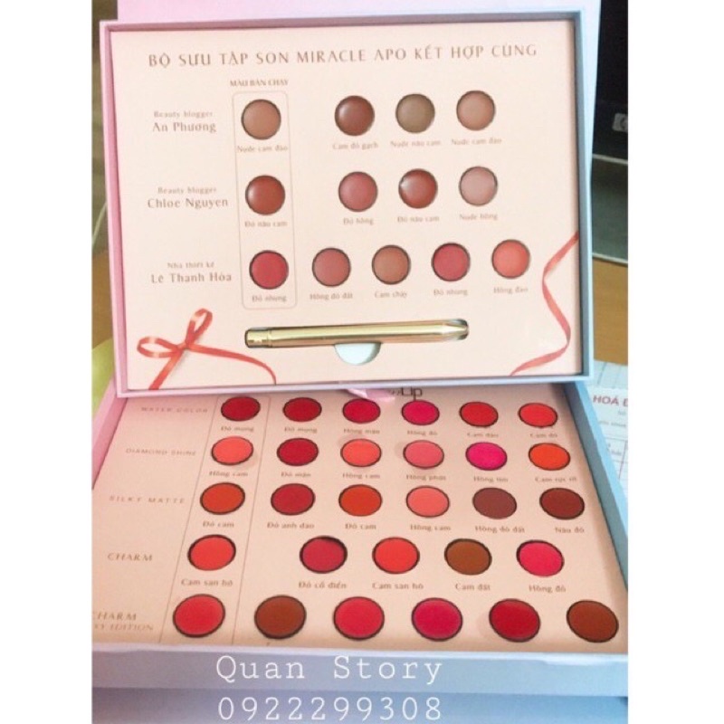 Bộ Sưu Tập Son 42 màu Lip on Lip & Miracle Apo Hộp được thiết kế rất trắc chắn và Sang Trọng Bảng Son 2 tầng