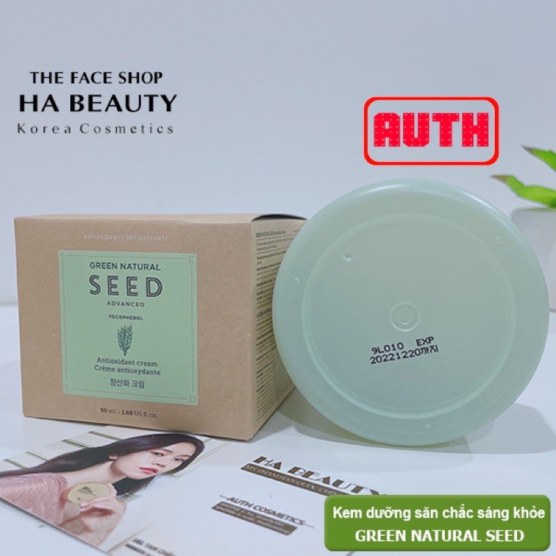 (AUTH) Kem dưỡng CHỐNG lão hoá & PHỤC HỒI da Green Natural Seed Advanced Cream The Face Shop
