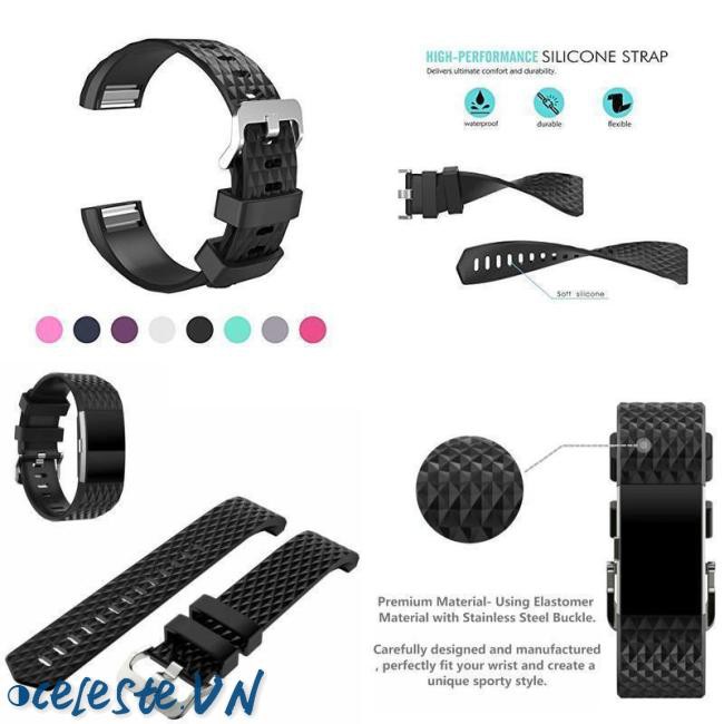 Set 3 Dây Đeo Silicon Thay Thế Cho Đồng Hồ Thông Minh Fitbit Charge 2