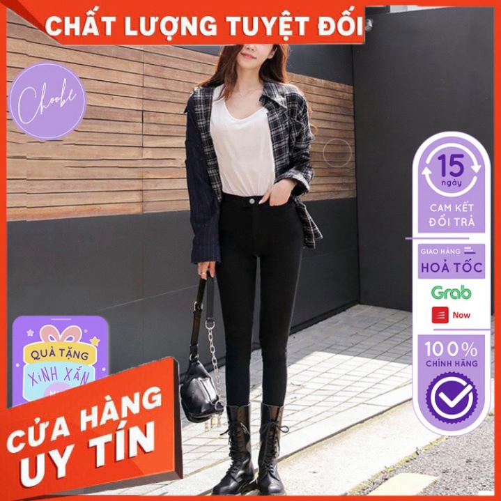 Quần tregging nữ Choobe lưng cạp cao dài dáng thun ôm bó legging skinny vải giữ nhiệt màu đen Q13 - HÀNG MỚI VỀ