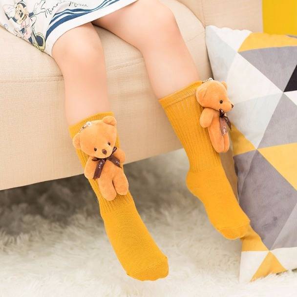 [Hàng Có Sẵn] Vớ Ba Chiều Hình Gấu Sáng Tạo Tùy Chỉnh Dành Cho Bé Gái 3-5 - 6-9 Tuổi