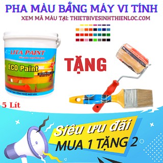 [TẶNG CÂY LĂN VÀ CỌ ] Sơn tường nội thất ECO, màu trắng, 5 kg , giá cực kỳ cạnh tranh, chất lượng ổn định
