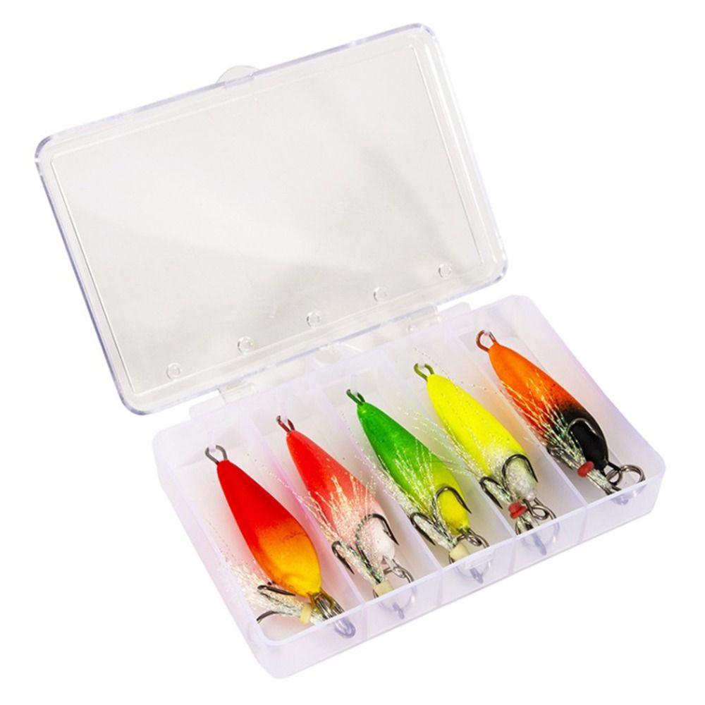 LANSEL Set 5 Mồi Câu Cá Giả Gắn Lông Vũ Chuyên Nghiệp