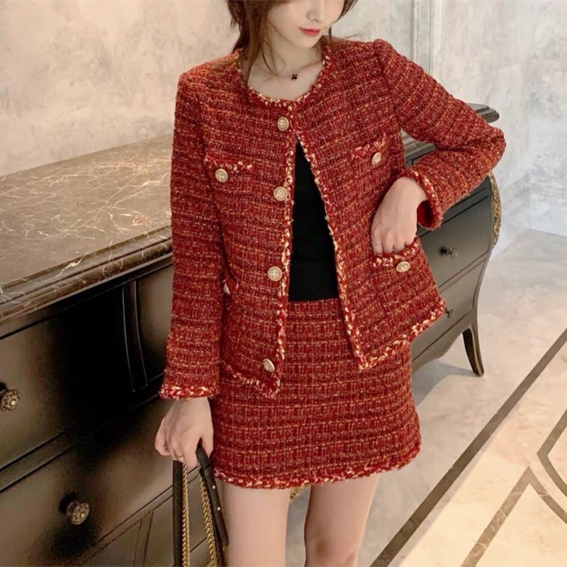 Bộ váy khoác dạ tweed
