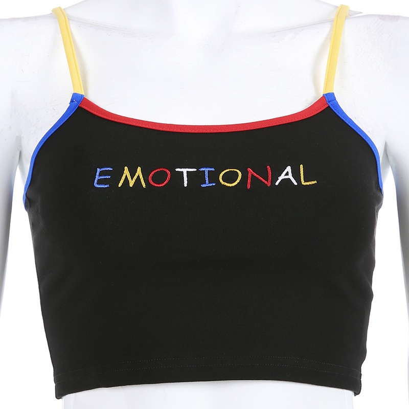 Áo croptop hai dây TODOBLACK co giãn tốt thêu chữ emotional thời trang mùa hè quyến rũ cho nữ