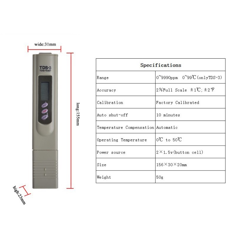Thiết bị kiểm tra nước sạch TDS-3  - bút đo nước sạch