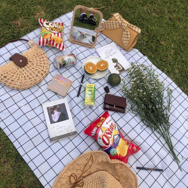 Khăn trải bàn caro chất liệu PVC không thấm nước dùng làm phông nền chụp ảnh picnic dã ngoại 88038 Giang Phạm