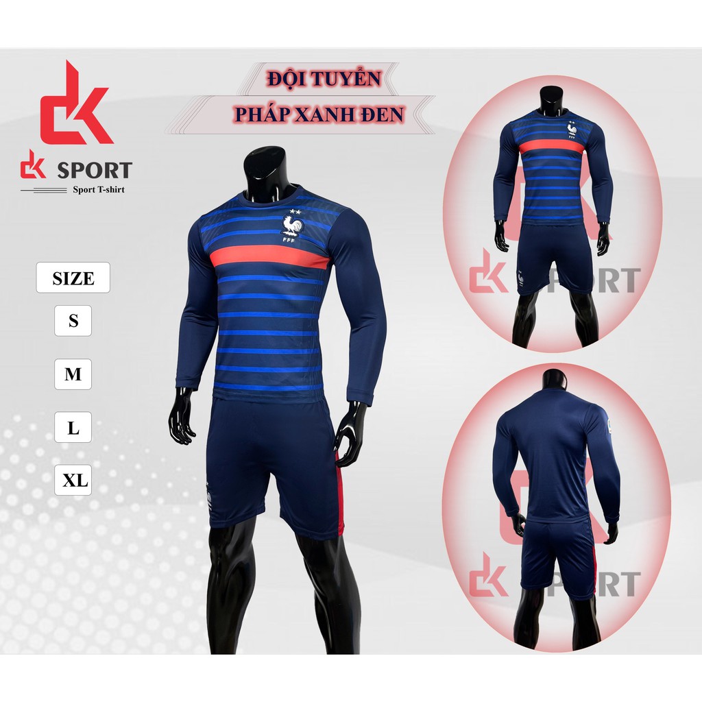 Bộ Đồ Đá Banh Đội Tuyển Pháp Tay Dài Mẫu 1