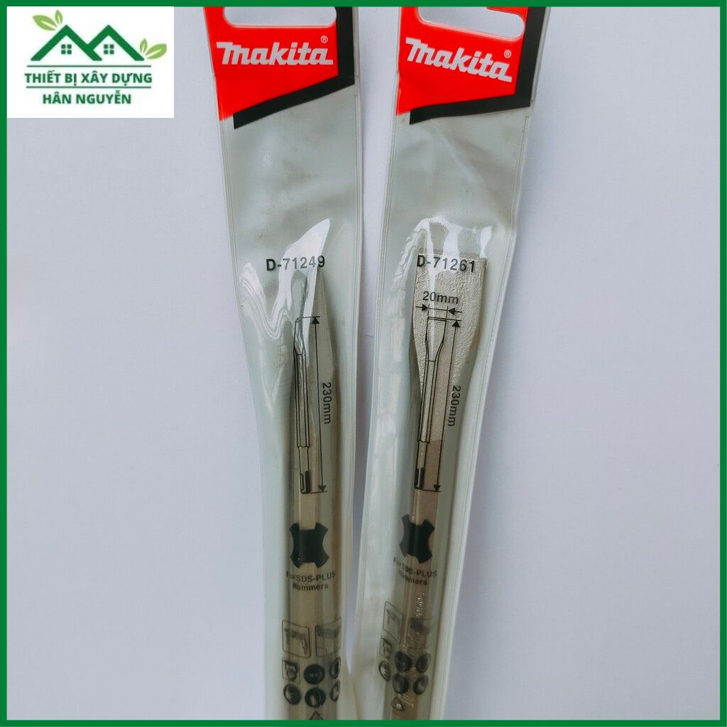 Mũi đục bê tông Makita đầu gài dẹp 20mm và nhọn 14mm dài 230mm dùng cho máy khoan betong