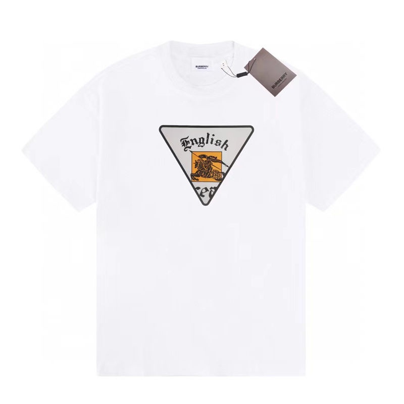 Áo Thun Burberry/label+22 Tay Ngắn Dáng Rộng In Chữ Trẻ Trung Cá Tính Cho Nam Và Nữ