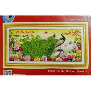 Tranh thêu chữ thập Phú Qúy Bình An I 89x44cm I 88821
