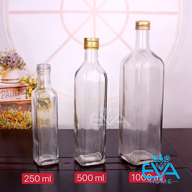 Set 2 Chai Thuỷ Tinh Vuông Rót Gia Vị Rót Dầu OiL Can 1000 ML