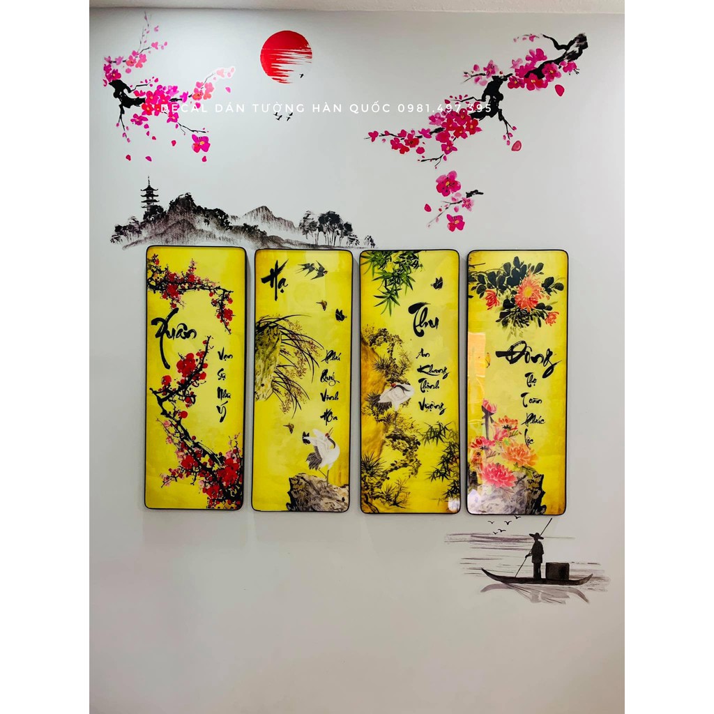 Decal dán tường [ hình đẹp như tranh vẽ ] phong cách trung hoa cổ, sơn thủy, trang trí phòng ngủ, phòng khách | BigBuy360 - bigbuy360.vn