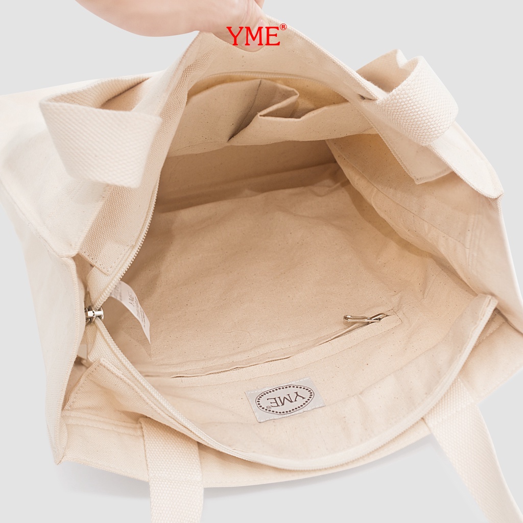 Túi tote canvas cao cấp Nam Nữ YME đeo vai đi làm đi học đi chơi đựng nhiều đồ bền chắc YTO6