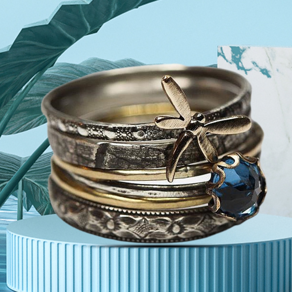 Nhẫn Nhiều Lớp Hình Chuồn Chuồn Bằng Hợp Kim Cho Nam