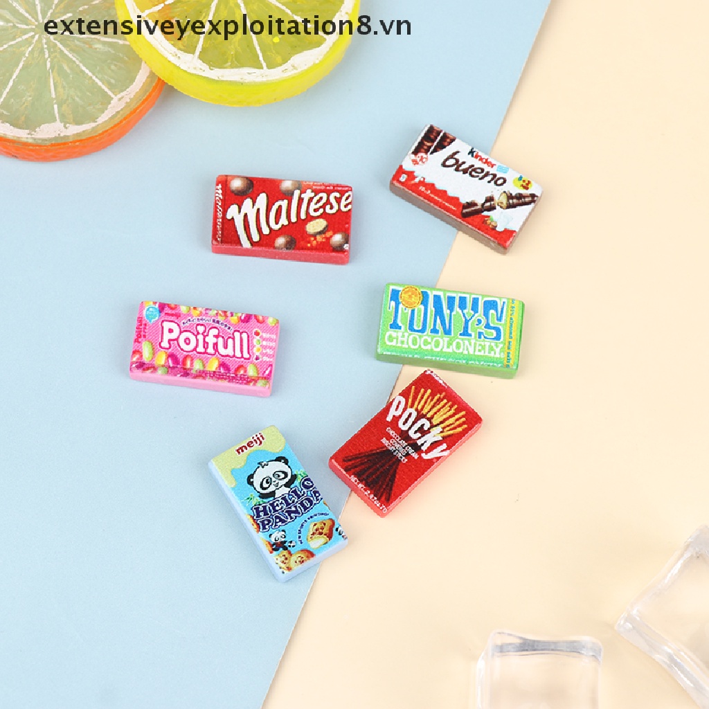 Bộ 5 Mô Hình Kẹo / Socola / Snacks / Đồ Ăn Vặt Mini Trang Trí Nhà Búp Bê