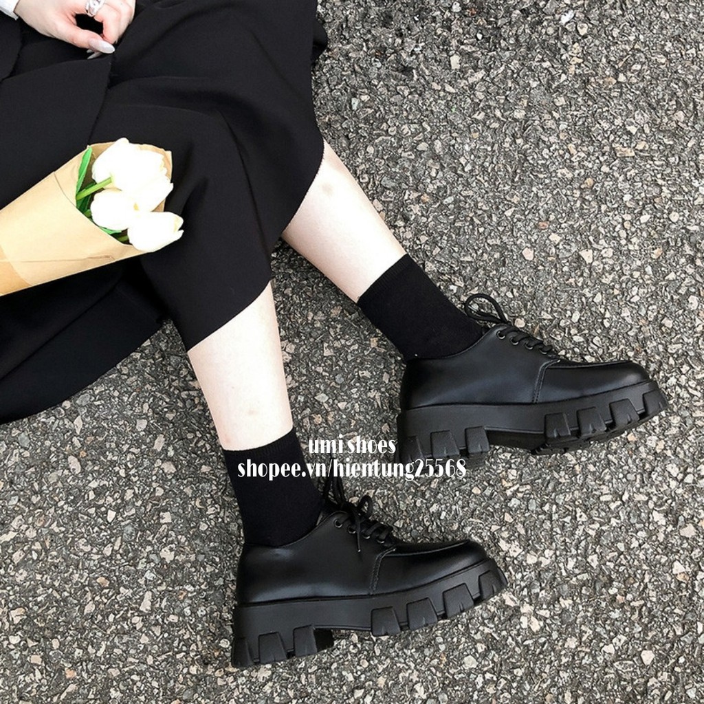 [NOWSHIP HN] Giày ulzzang retro anh quốc đế cao răng cưa cá tính oxford buộc dây màu đen da bóng mẫu mới hot trend đẹp | BigBuy360 - bigbuy360.vn