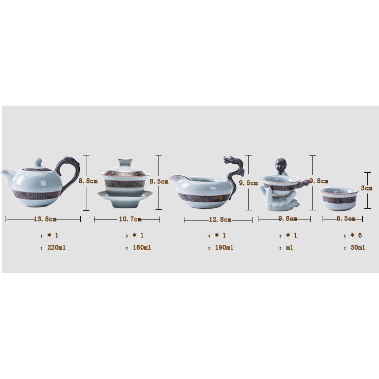 Bộ bình trà gốm sứ Viên Ngộ - Lò Gốm sứ Bát Tràng VNMEILAN-IM066