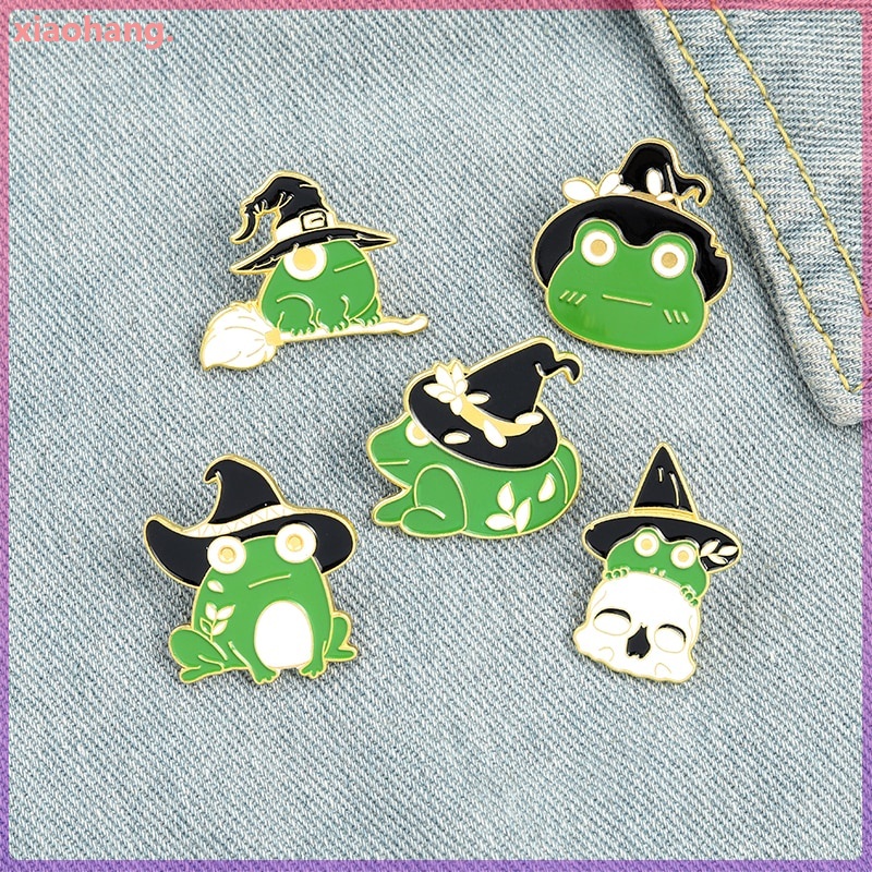 Huy hiệu cài áo thiết kế hình chú ếch hoạt hình phong cách gothic vui nhộn cá tính
