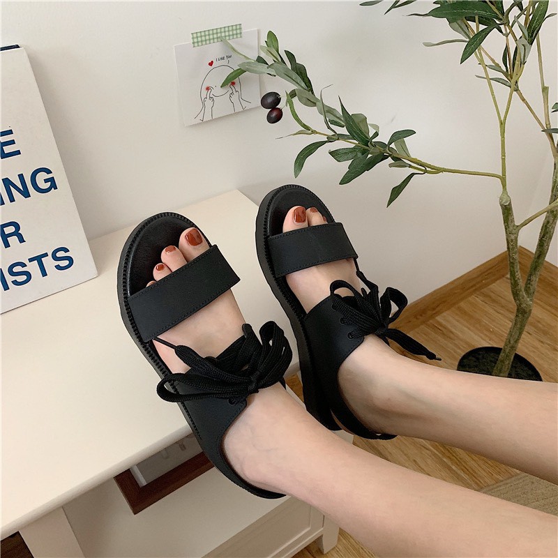 (Free Ship) Sandal nữ giá rẻ đẹp 2 quai nơ chất cao su dẻo cực xinh mã 05