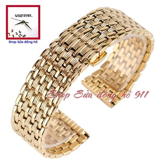 Dây đồng hồ kim loại cao cấp mắt đúc, khóa bướm - Màu Vàng Gold