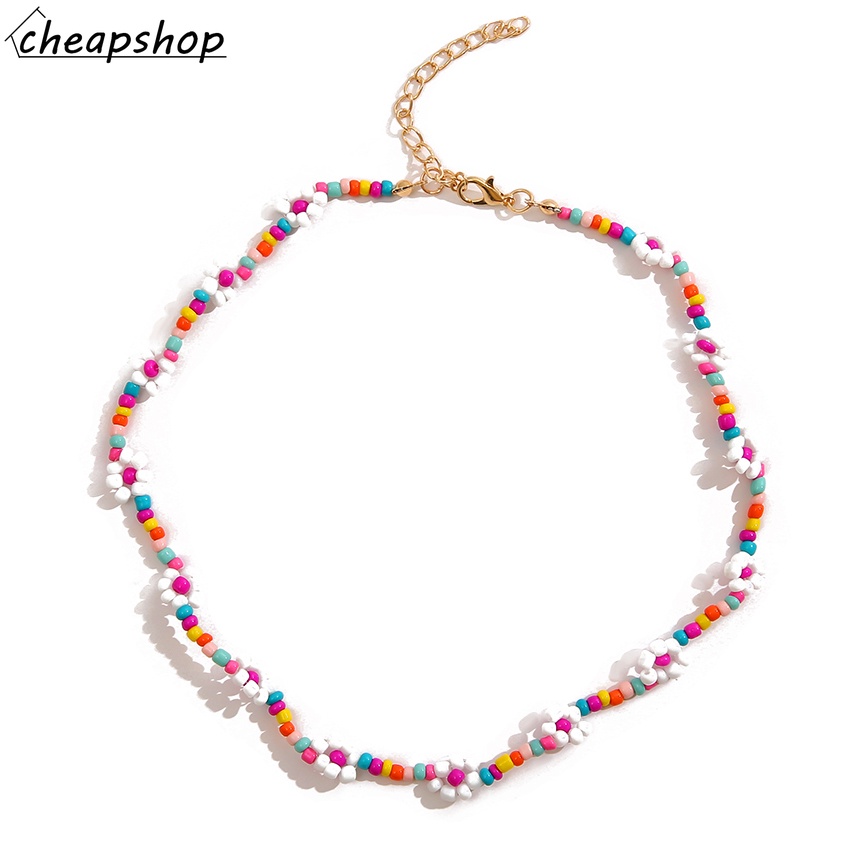 Vòng cổ iF YOU xỏ hạt trang trí hoa phong cách Bohemia thời trang dành cho nữ