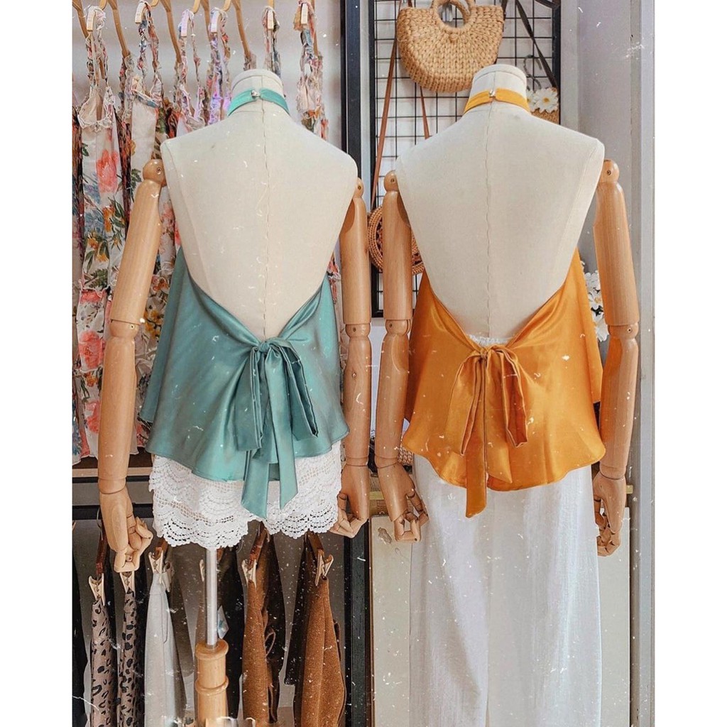 ÁO KIỂU VỈ LỤA SATIN SIZE S,M MÀU VÀNG, XANH | BigBuy360 - bigbuy360.vn