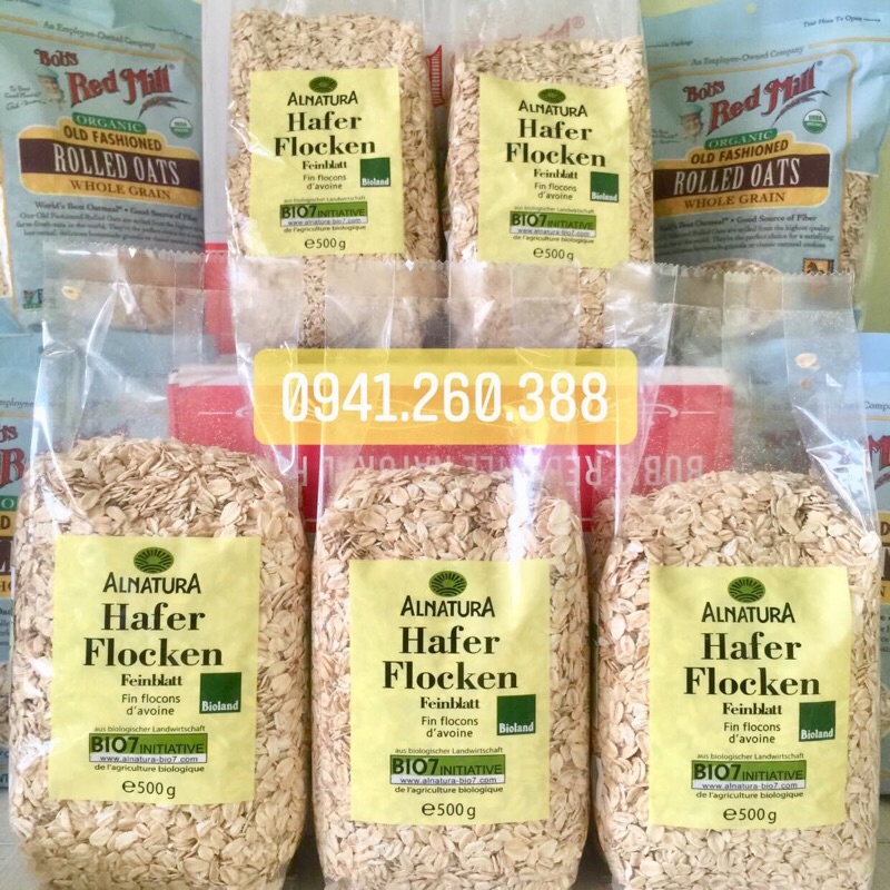 Yến Mạch Hữu Cơ BIO Alnatura Đức Túi 500gr-Nguyên Chất Cán Vừa-Yến Mạch Giảm Cân,Làm Đẹp,Cho Bé Ăn Dặm