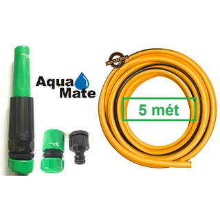 Bộ 5 mét ống nước khớp nối vòi xịt chỉnh tia phun nước tưới cây AquaMate