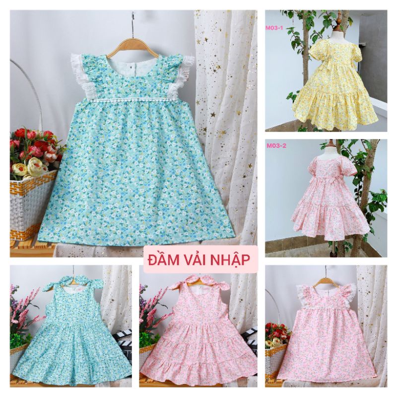 Đầm váy bé gái SIZE ĐẠI hoa nhí tay cánh tiên haivanco vải Kate nhập 15 đến 40 kg  mềm mại thoáng mát đi học đi chơi đẹp