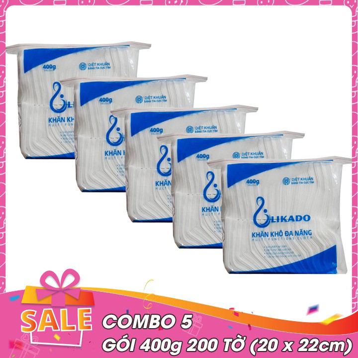 COMBO 5 Gói / Hộp khăn vải đa năng LIKADO 300g, 400g, 500g, 600g (hàng chuẩn công ty)